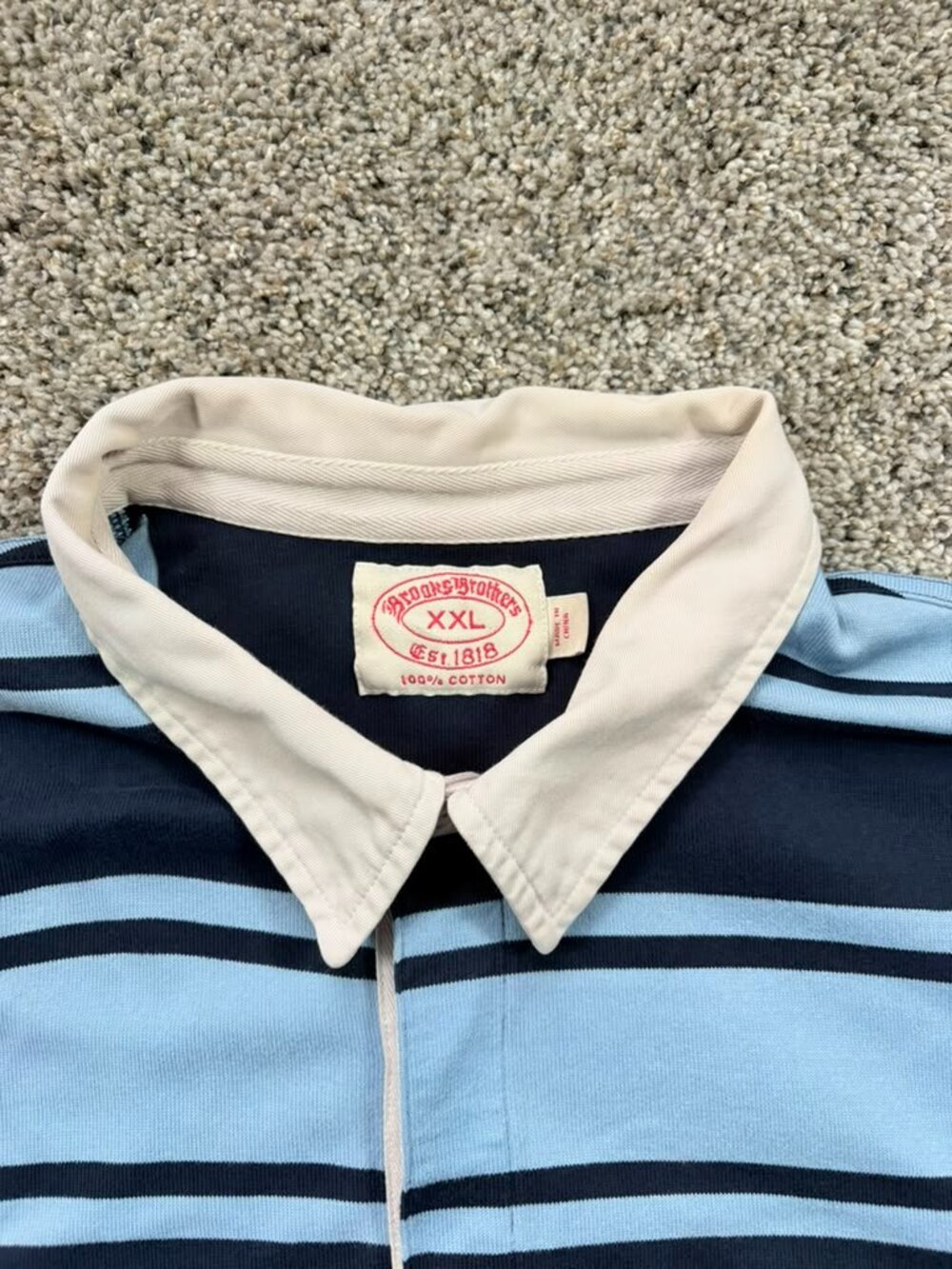 Brooks Brothers Rugby Shirt XXL Blue Stripe Long Sleeve Golden Fleece - Picture 5 of 10